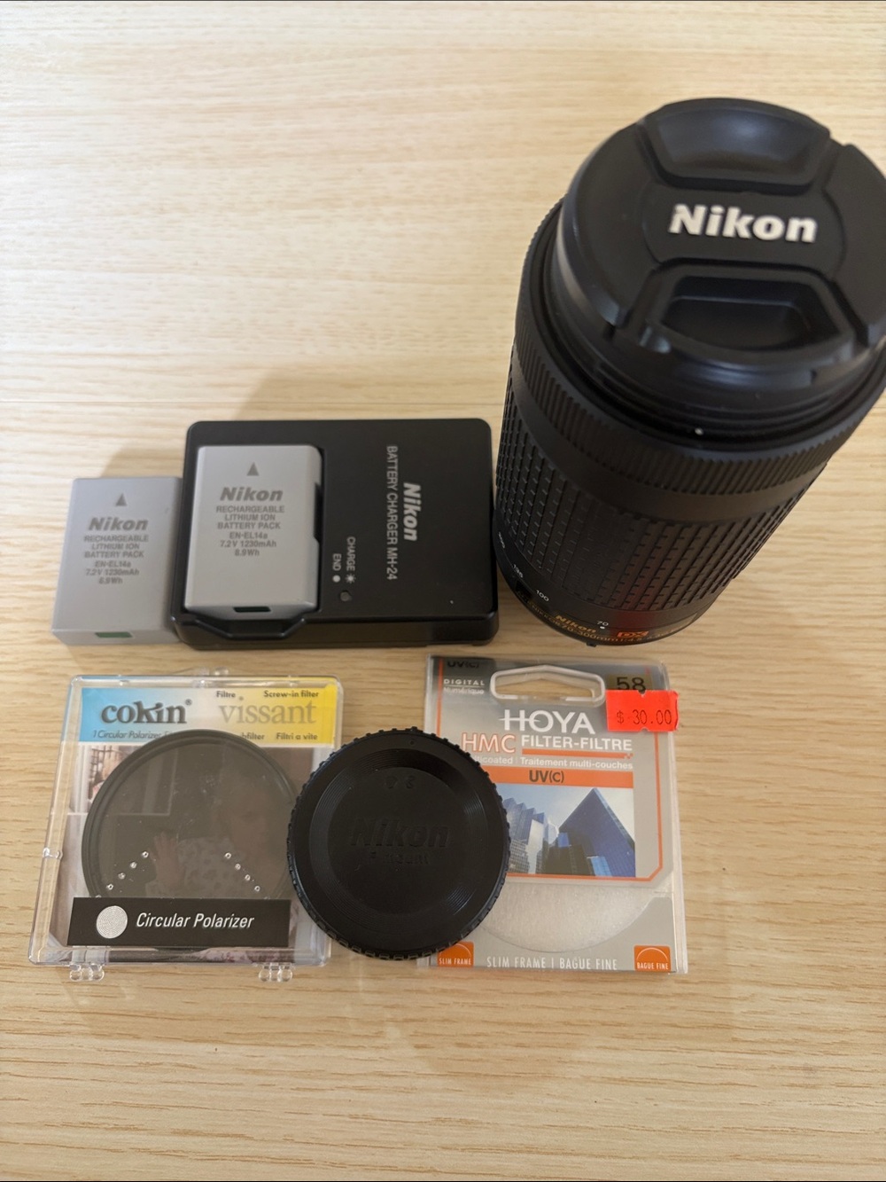 Nikon Camera Lens F Mount & EN EL14a Batteries